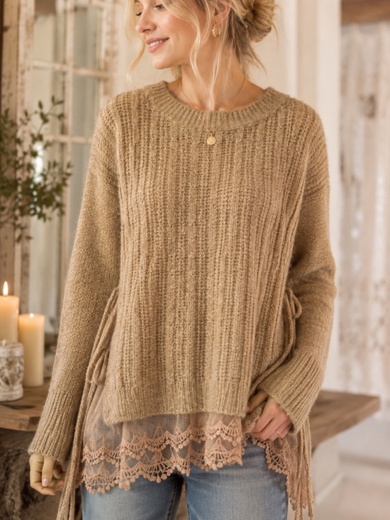 Altar'd State Sweaters - Altar'd State Beige Boho Knit Tunic Sweater (M)